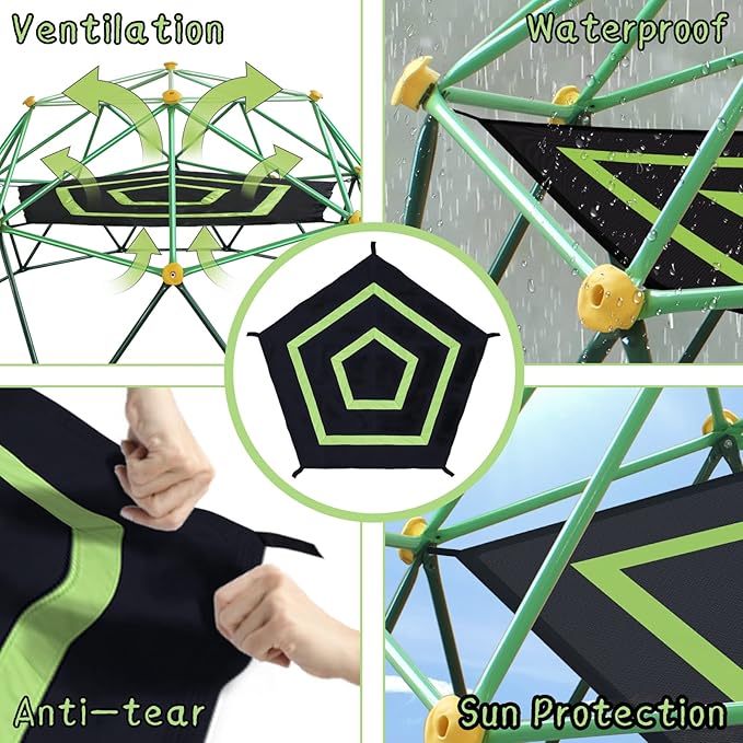 6.2-Foot Outdoor Dome Climber Accessories for 9/10/11FT Climbing Dome, 49x74 Inch Waterproof Accessory with Carabiner, Holds 350 Lbs