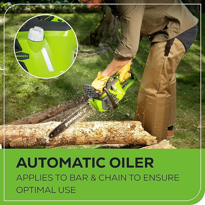 Greenworks 40V 16" Brushless Cordless Chainsaw, 4.0Ah Battery and Charger Included