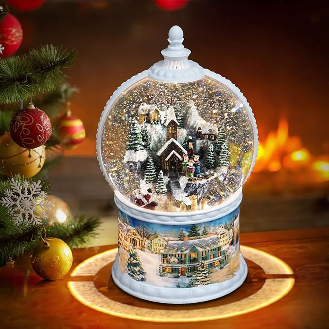 10.2 Inch High Large Size Christmas Snow Globes,Large Size Glitter Globe,6H Timer Musical Box with 8 Christmas Songs