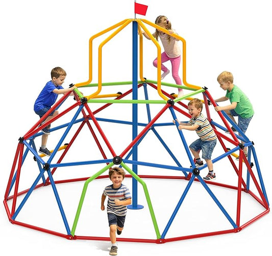 Zupapa 10FT Climbing Dome with Tower, Outdoor 10FT Geometric Dome Climber Tower for Kids 3-10 Supporting 1200 lbs, Easy Assembly Playground Jungle Gym Backyard Play Equipment