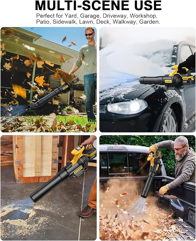 Leaf Blower Cordless, 650CFM & 3 Speed Levels,Electric Cordless Leaf Blower with LCD Display£¬Blowers for Lawn Care with 2 * 4.0Ah Battery Powered,Blowers for Lawn Care,Yard, Blowing Leaves, Dust, Snow