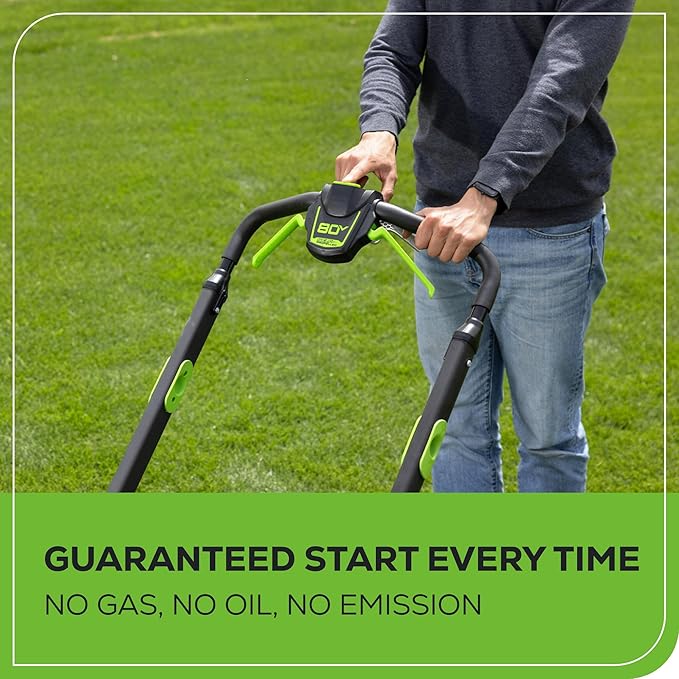 Greenworks 80V 25 Brushless Cordless (Self-Propelled) Dual Blade Lawn Mower (LED Headlight + Aluminum Handles), 4.0Ah Battery and Rapid Charger Included