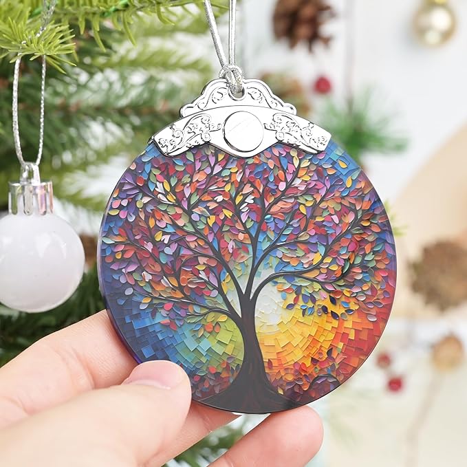 2025 Tree of Life Stained Glass Christmas Ornaments - Holiday & Christmas Tree Decor for Women
