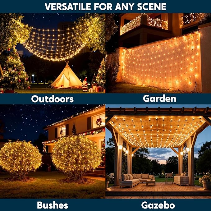 Joiedomi Christmas Net Lights,150 Warm White Net Lights for Indoor & Outdoor Decorations, Christmas Eve Night Decor, Christmas Tree, Bushes