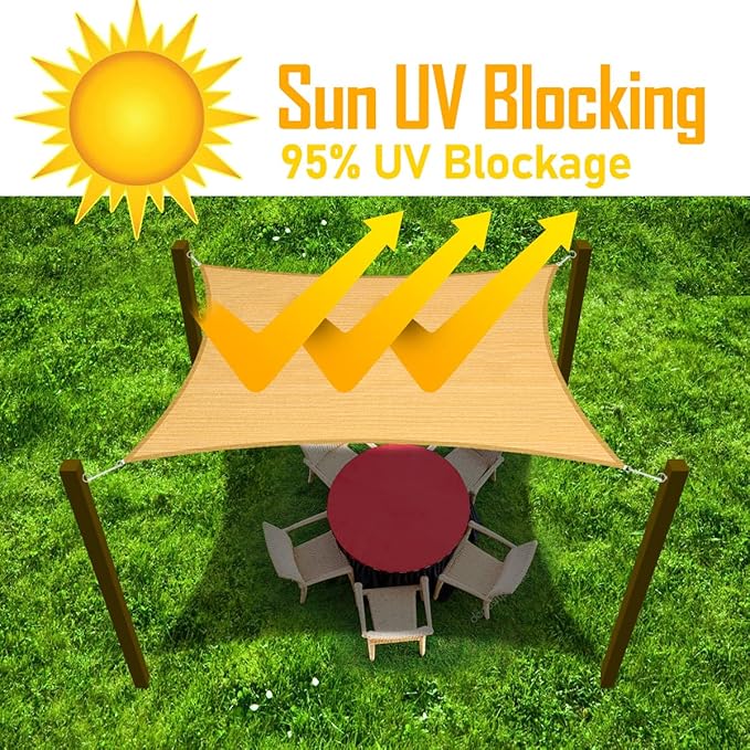 14' x 20' Sun Shade Sail Canopy Awning Permeable Fabric Pergola Cover, for Outdoor Patio Lawn Garden Backyard Carport, Yellow