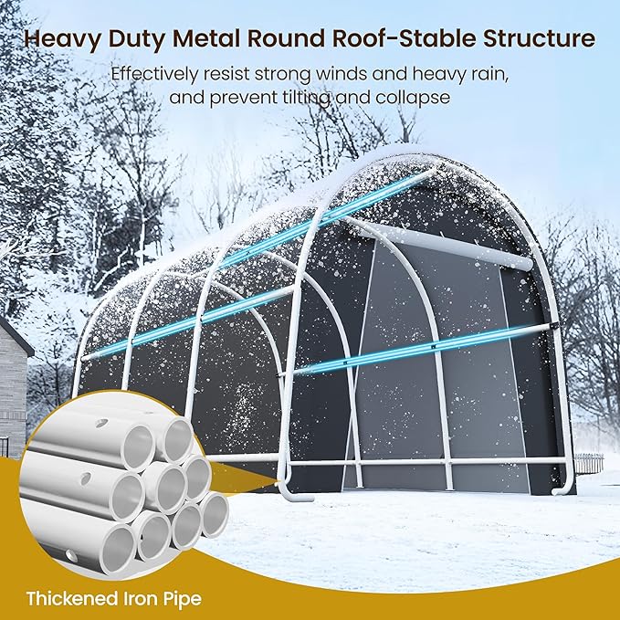 Wisteria Lane Heavy Duty Carport with 4 Cloth Bags, All-Weather Car Canopy with 2 Roll-up Doors, Portable Garage Storage Shelter Shed for Cars, Truck, or Garden Tools, 10' x 15'