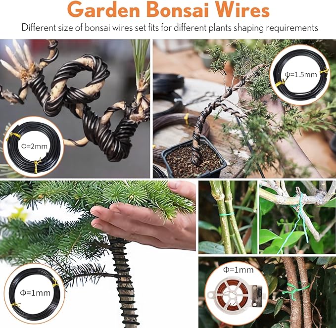 Bonsai Tools Kit 20 Pcs Garden Tools Set for Beginner, Gardening Gift for Women Men, Includes Bonsai Wire Kit, Plant Mat, Pruning Shears, Bonsai Scissors, Succulent Tools in Leather Storage Bag