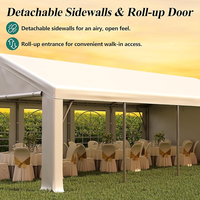 GARTOO 13' x 26' Heavy Duty Party Tent - Event Shelter Canopy Outdoor Wedding Gazebo with 4 Sand Bags for Wedding, Birthday Party, Outdoor Event