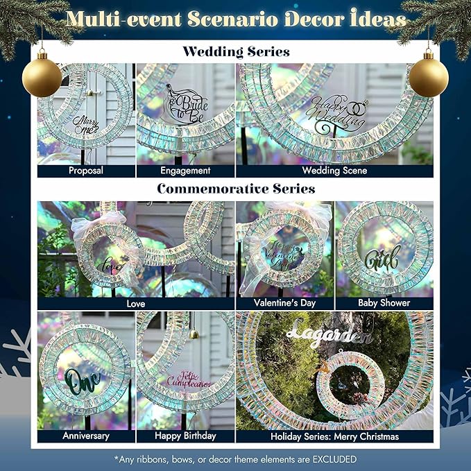 Yescom 3pcs Pre Lit 1700 LED Lighted Christmas Wreath Decoration 110V with Hooks No Drilling for Indoor Outdoor Event Festive Door Wall Decor Holiday Ornament, 2025 Xmas