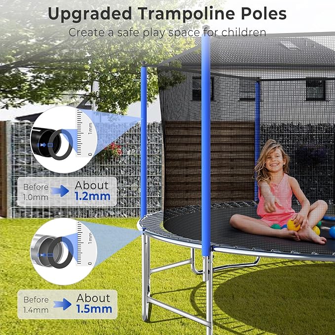 Lyromix Upgraded 16FT 15FT 14FT 12FT 10FT 8FT Trampoline Outdoor with Basketball Hoop and Net, Capacity for 4-6 Kids and Adults