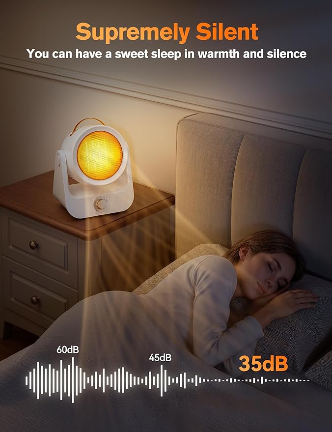 Electric Space Heaters For Indoor Use, 100¡Æunlimited Oscillating, 2S Instant Heating, 1500WPTC Ceramic Electric Patio Heaters For HomeOffice, Tip-Over & Overheat Protection, 2 Heating Modes, SnowWhite