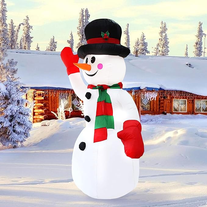 DearSun 8FT H Christmas Inflatable Gentleman Snowman with Build-in LED Lights, Blow up Snowman Inflatable Outdoor Decorations Large Party Yard Decoration