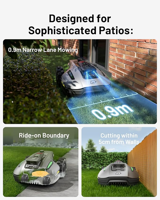 Mammotion YUKA Mini 700H Robot Lawn Mower, Reception 0.17 Acre, Max.0.35 Acre, Ultrasense AI Vision+ RTK Positioning, Auto Mapping, App Control, 50% Slope, Cutting Height 2''~3.5'', 15 Mowing Zones