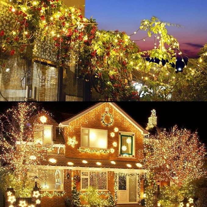 Decute 800LED 272ft Christmas String Lights UL Certified 8 Modes, Waterproof Outdoor Indoor Twinkle Starry Light for Christmas Tree Patio Garden Party Decor Warm White