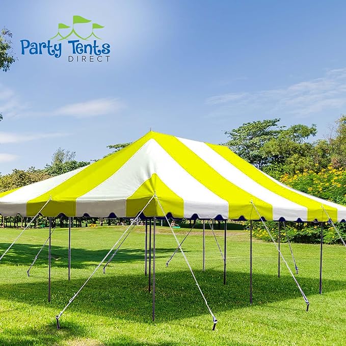 Party Tents Direct 20'x30' Weekender Canopy Pole Tent - Easy Up Canopy Tent with 120 Person Capacity - Outdoor Canopies for Parties, Weddings, & Events (Yellow/White Top)