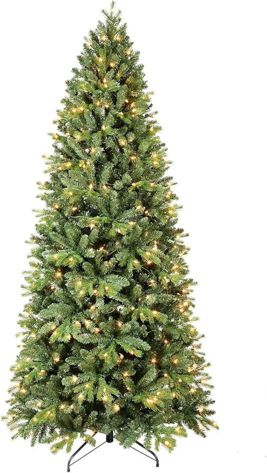 Prelit Artificial Christmas Tree 6ft,Green Spruce Christmas Tree Prelit with 300 Lights, 988 Branches Tips Easy to Assemble for Home Holiday Outdoor Decorations