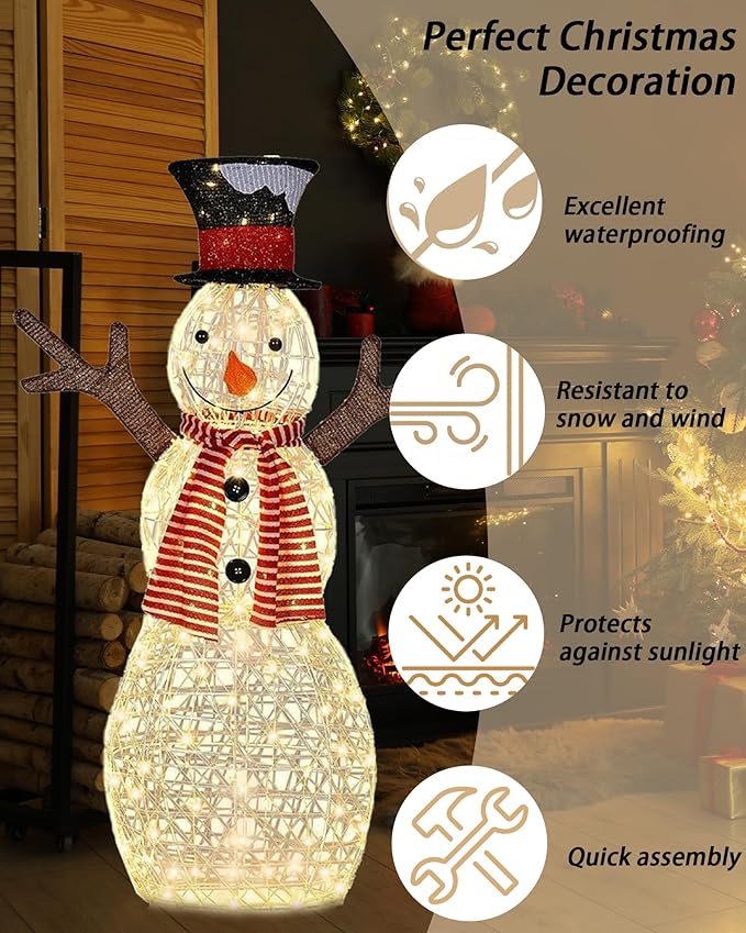 44'' Christmas Outdoor Lighted Snowman Yard Xmas Decorations Indoor or Outdoor Holiday Decoration Figure Light up Snowman for Party Festival Decor Indoor/Outdoor Garden Lawn and Front Yard