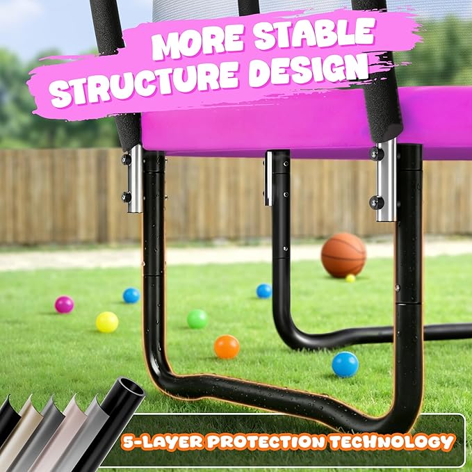 Trampoline 8FT 10FT 12FT 14FT 15FT 16FT, Recreational Trampolines with Enclosure Net and Ladder, Outdoor Anti-Rust Trampolines for Kids and Adults, ASTM Approved