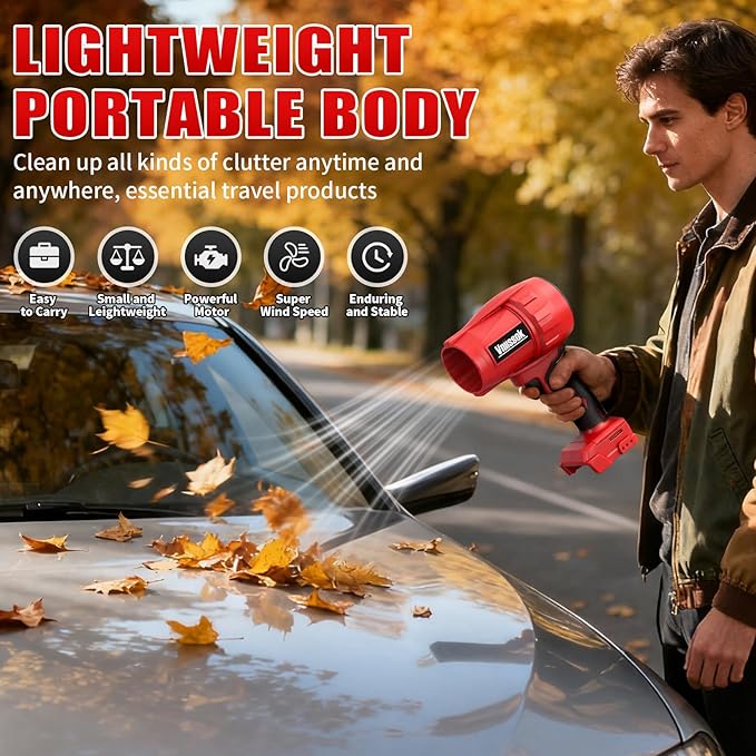 Electric Cordless Leaf Blower Compatible for Milwaukee 18V Batteries(No Battery), Handheld Jet Fan Air Blower for Patio Cleaning, Lawn Care, Blowing Leaves and Dust (Compatible for Milwaukee Battery)