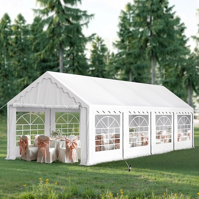 Sophia & William Party Tent 13x26 ft, Heavy Duty, Waterproof, White with Sidewalls for Backyard Parties, Outdoor Activities, Weddings, Camping