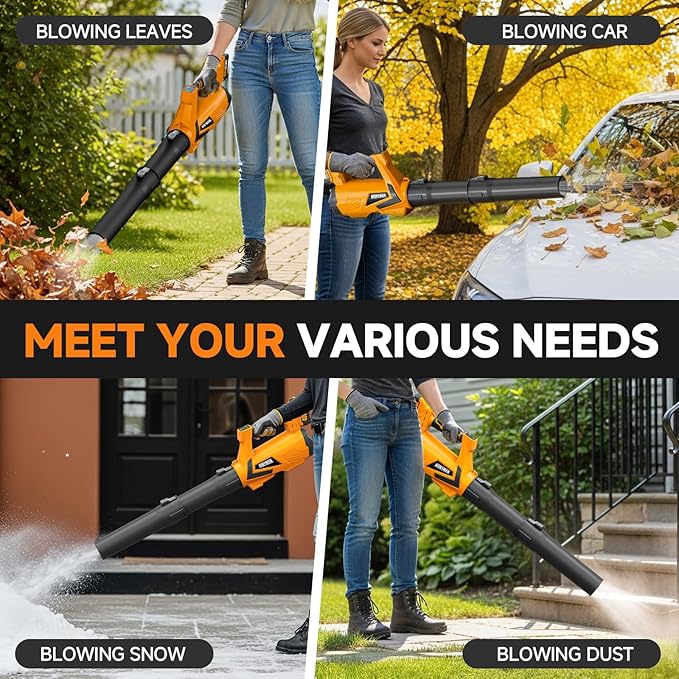 Alloyman 40V Battery Powered Leaf Blower Cordless with 2¡¿2.0Ah Battery and Charger, 650CFM Brushless Handheld Blowers, 3 Speed+Turbo Mode Electric Leaf Blower for Lawn Care, Leaves, Dust, Snow