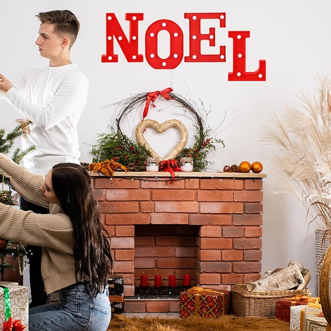 VIHOSE LED Letter Lights Sign - Battery Powered Letter Lights for Home Bar, Bedroom, Tabletop Decoration - Gift (Noel)