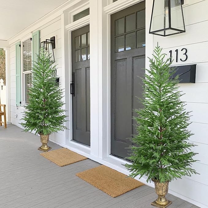 5FT Artificial Potted Norfolk Christmas Tree, 1-Pack Norfolk Pine Tree,Faux Christmas Tree Fake Potted Plants for Indoor Outdoor Home Front Porch Christmas Decor
