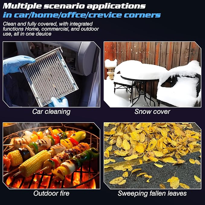 SELFIE CAT 60000RPM Cordless Turbo Dryer Blower for Car, 750W & 64MM Duct Handheld Leaf Blower with Battery, 2.09LB Lightweight Leaf Blowers for Indoor Outdoor Sweeping Patio Lawn Careand Car Drying
