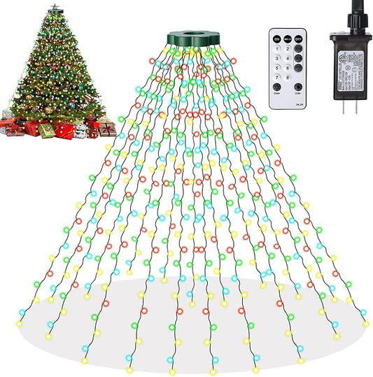 Christmas Tree Lights - 400 LEDs 9.8FT x 16 String Lights with Memory Function & 8 Modes, Fairy Lights with Remote Control & Timer for Christmas Tree Decorations - Multicolor