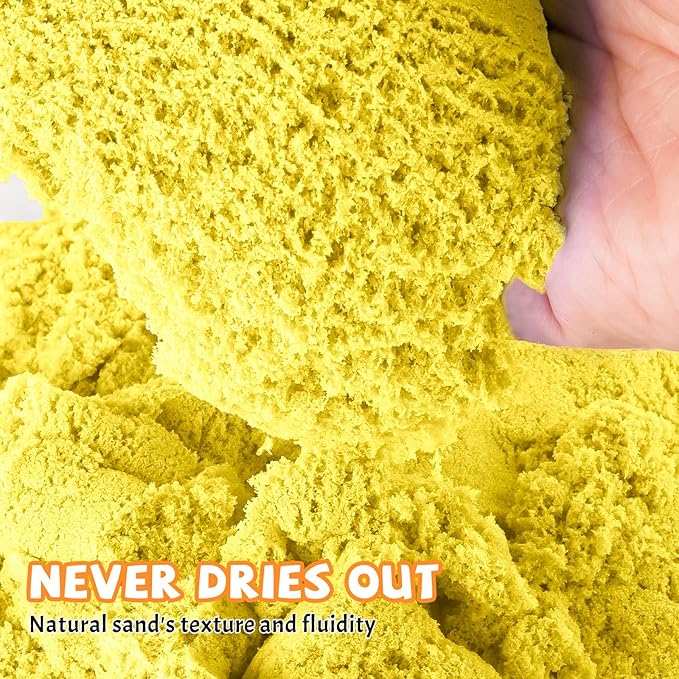 NiToy FlexiSand Value Pack 11lbs of Moldable Self-Sticking Sand, Never Dries Out-Fun for 3 Years and Up Kids Bulk Refill for Sensory Sand Box Toys, Ideal for Shaping, and Molding(5kg, Yellow)