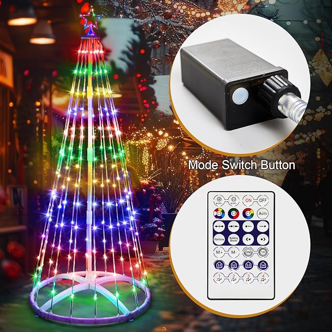 3 Pack 3/4/5FT Christmas LED Cone Tree Lights 24 Modes Color Changing with Timer Foldable Lighted Trees Waterproof Outdoor String Lights Holiday for Christmas New Year Xmas Decorations
