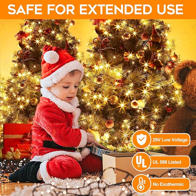 Extra Long 264Ft 800 LED Christmas Lights with Timer, Green Wire Fairy Starry String Lights Plug in, 8 Modes and Memory, forIndoor Outdoor Xmas Tree Wedding Party Decoration,Warm White