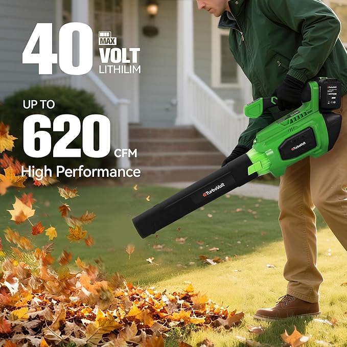 40V Leaf Blower Cordless, 620CFM Brushless Electric Leaf Blower Cordless with 2¡¿5.0Ah Batteries and Charger, Battery Powered Leaf Blowers 4-Variable Speed & Turbo Mode Blowers for Lawn Care, Yard