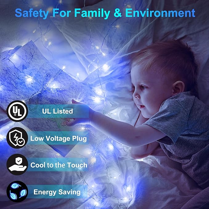470FT 1500LED Christmas Lights, 12 Modes Blue and Cool White Outdoor String Lights with Timer & Dimmable, Waterproof Green Wire Christmas String Lights for Indoor Tree Xmas Patio Fence Wedding Party