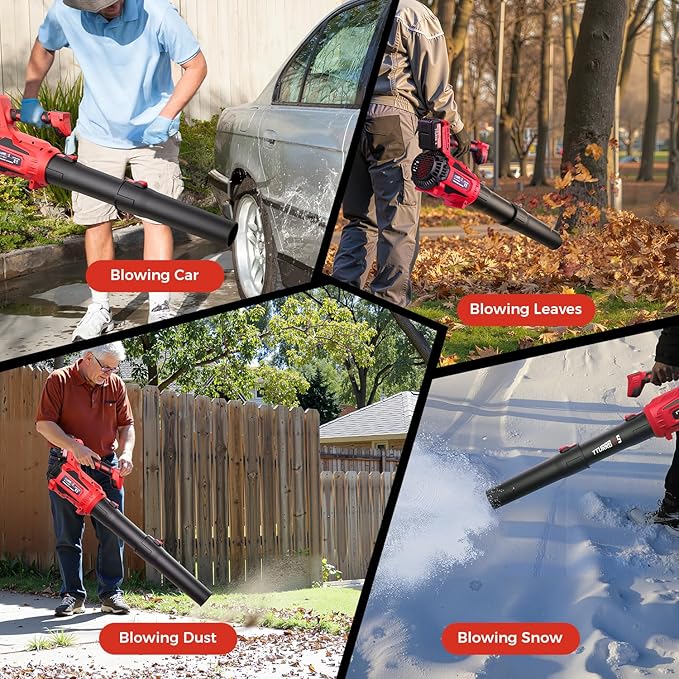 Leaf Blower Cordless - 650CFM Brushless Motor Leaf Blower with 6-Speed Control & Ergonomic Handle - Includes 2 x 5.0Ah Batteries & Fast Charger - Blowers for Lawn Care, Yard, Patio, Leaves, Snow, Dust