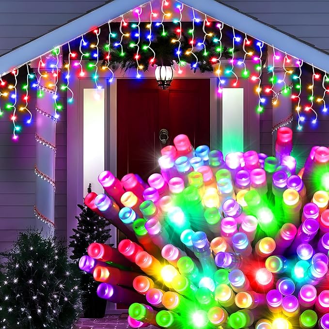 128 Functions 16 Colors Christmas Lights with 504 LED 52FT Timer Christmas Lights Outdoor 8 Modes Waterproof Plug in for Holiday Home Garden Decorations