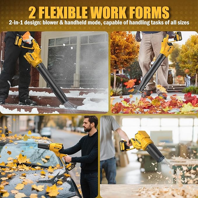 Cordless Leaf Blower 700CFM - Lightweight Handhold Brushless Battery Powered 21V Leaf Blower with 2 x 4.0Ah Batteries £¦ Charger & 3 x Tubes & 3 Speeds & Turbo Mode fo Leaves Dust Snow