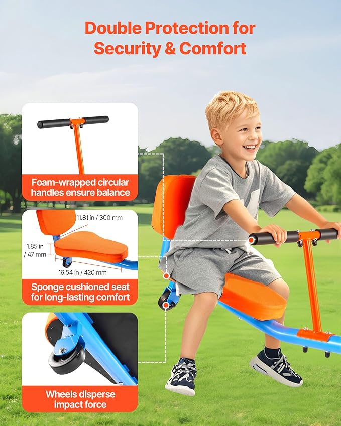 VEVOR Seesaw Teeter Totter for Kids Outdoor, 300 lbs Load Capacity, Sit and Spin Teeter Totter with Easy-Grip Handles, Playground Equipment with Swiveling 360 Degrees Rotating for Children Aged 3+