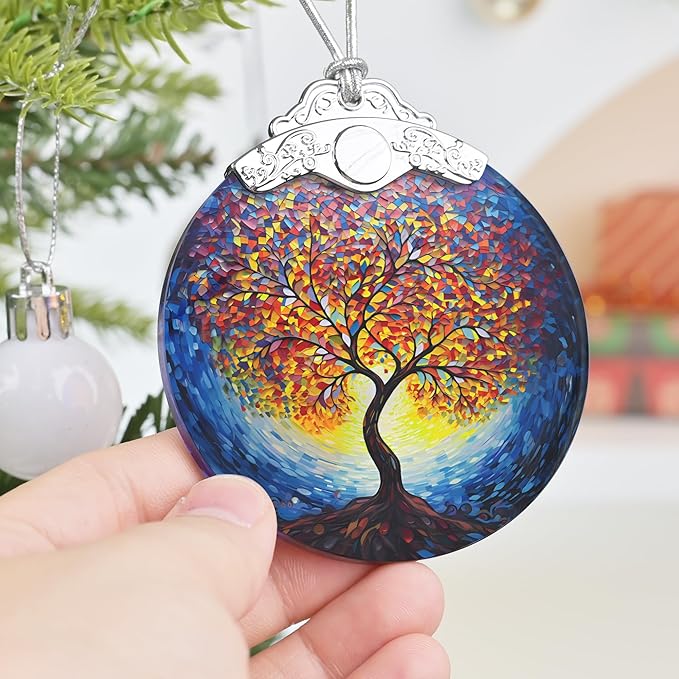 Tree of Life 2025 Christmas Ornaments - Christmas Tree Ornaments, Stained Glass Holiday Decor for Tree & Gift Exchange