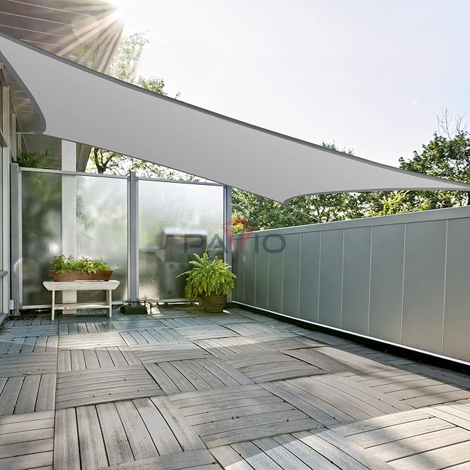 Patio Paradise 9' x 15' Sun Shade Sail Waterproof Gray Rectangle Shade Canopy UV Block Tarp Cloth Outdoor Patio Cover for Garden Backyard Deck Awning