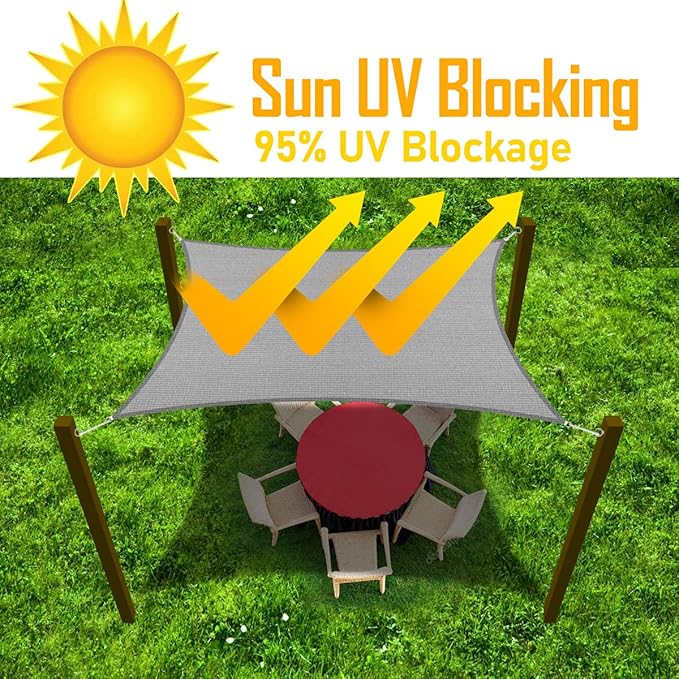 10' x 13' Sun Shade Sail Canopy Awning Permeable Fabric Pergola Cover, for Outdoor Patio Lawn Garden Backyard Carport, Gray