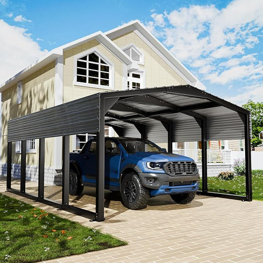 12×20 FT Heavy Duty Carport, Metal Carports with Galvanized Steel Frame and Leak-Proof Roof All Metal Carport Garage, Strong Snow Bearing Car Shelter for Cars,Trucks, Boats, Tractors