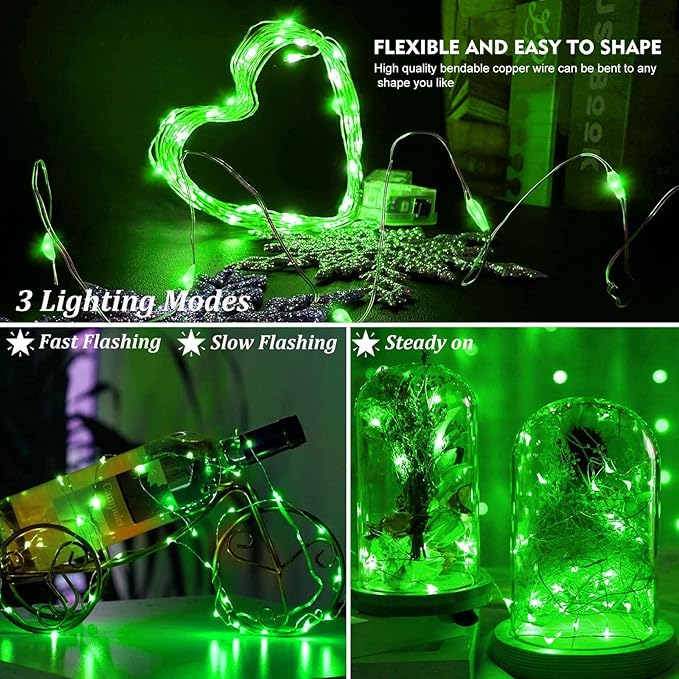 AIKEI 12 Pack LED Fairy Lights Battery Operated, String Lights Waterproof 7 Feet 20 Led Firefly Starry Lights for Wedding Party Bedroom Garden Christmas Decoration (Green, 12 Pack)