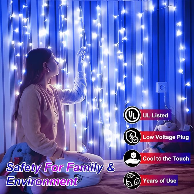 492FT Outdoor Christmas Lights, 1300 LED Super Long String Lights 8 Lighting Modes & Timer Memory, Outsite Waterproof LED Light Strings for House Trees Garden Wedding Party Holiday Decorations Blue