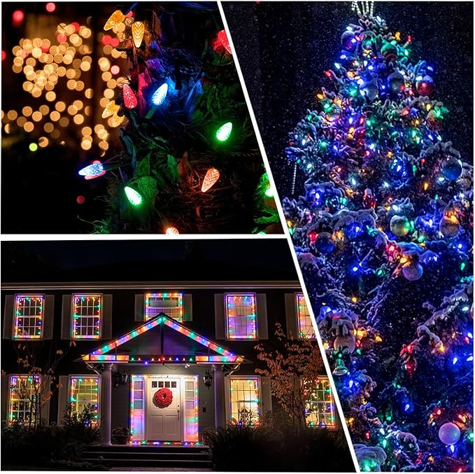 C9 Christmas Light Bulbs 50 Pack, Shatterproof Replacement LED Bulb, Multicolor Fairy Lights for Indoor and Outdoor Holiday Decoration, E17 Base