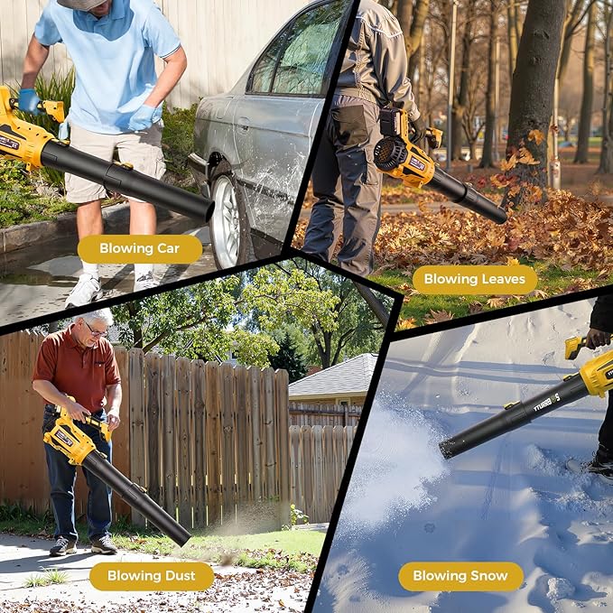 Leaf Blower Cordless - 650CFM Brushless Motor Leaf Blower with 6-Speed Control & Ergonomic Handle - Includes 2 x 5.0Ah Batteries & Fast Charger - Blowers for Lawn Care, Yard, Patio, Leaves, Snow, Dust