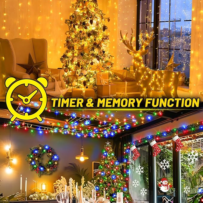 KNONEW 1000 LED 403FT Christmas Lights Outdoor Green Wire Color Changing String Lights with 11 Modes & Timer Dimmable Fairy Light for Xmas Tree Roof Yard Wedding Decorations(Warm White to Multicolor)