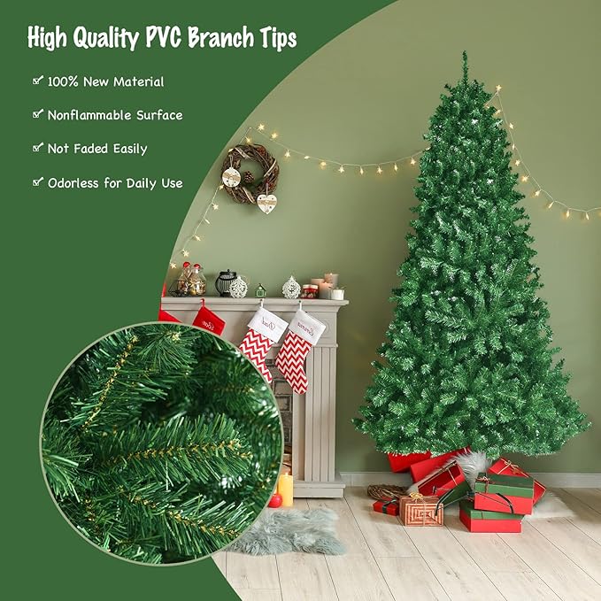 GOFLAME 7ft Artificial Christmas Tree, Pre-lit Xmas Tree 9 Lighting Modes w/ 1181 PVC Branch Tips & 500 Color-Changing LED Lights, Holiday Festival Decoration Tree with Remote Control and Metal Stand