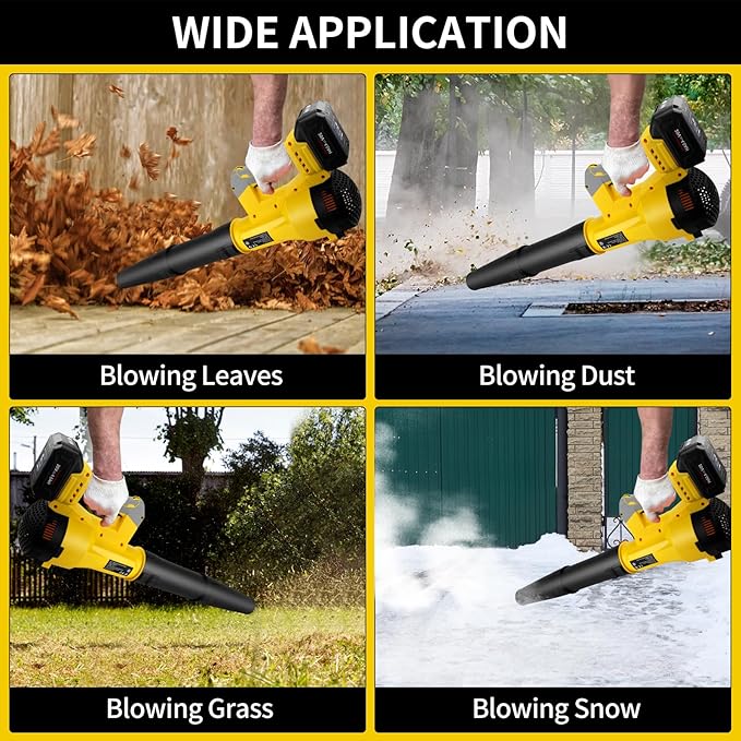 Leaf Blower Cordless, 6 Speed Levels Electric Leaf Blower with 4.0Ah Battery and Charger, 580CFM & 160MPH, 4.3 lbs Lightweight, for Lawn Care, Yard, Garage, Blowing Leaves, Dust or Snow