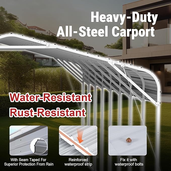 20x40 FT Heavy-Duty Galvanized Metal Carport, All-Steel Large Car Ports with Triangular Reinforcement & Heavy Anchors, Outdoor Vehicle Shelter Car Canopy for Trucks SUVs Boats RVs Storage